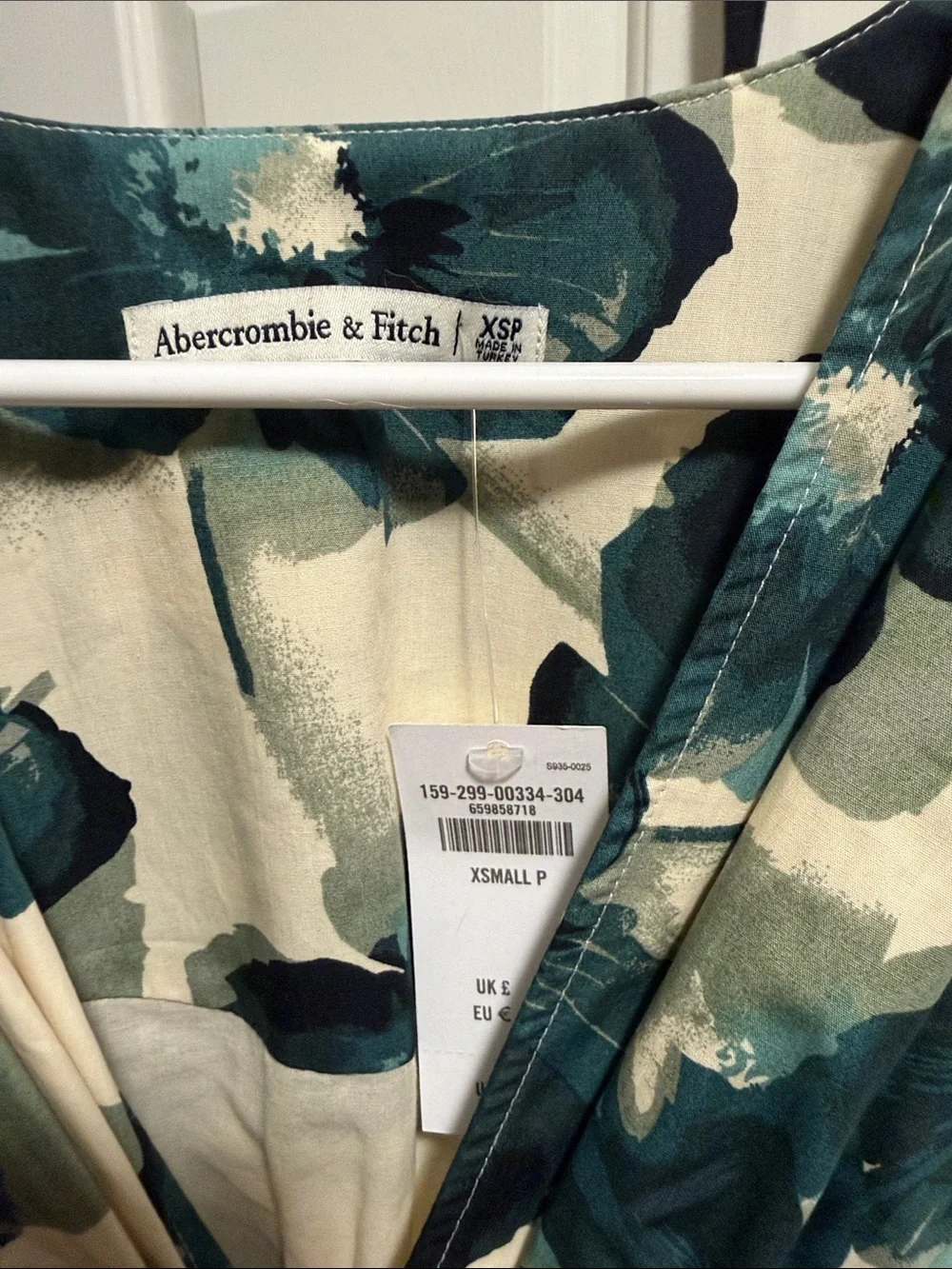Abercrombie & Fitch Cream Maxi Dress with Teal Floral Print